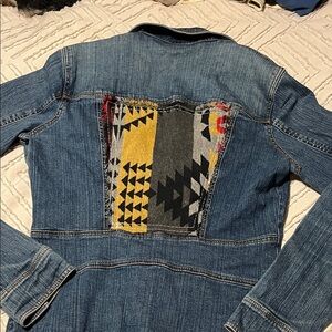 Denim Jacket with Geometric Patch